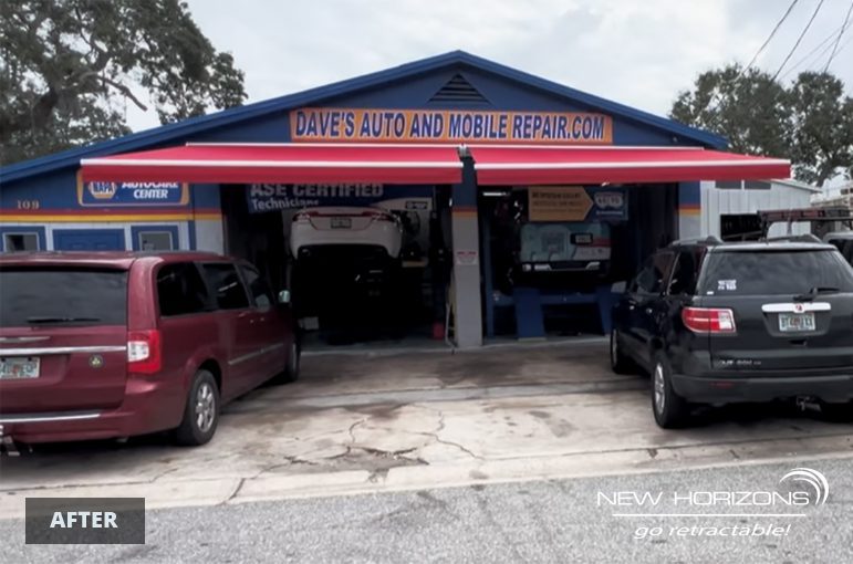 commercial retractable awnings Orlando, restaurant awnings Central Florida, business awnings FL
